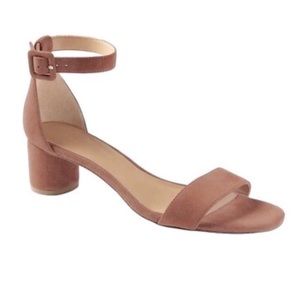 Used Suede Low Block Heel Ankle Sandals by Banana Republic in Beige